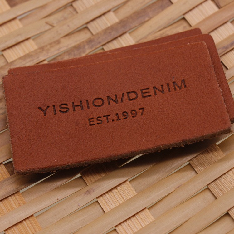 High Quality Custom Soft Genuine Leather Logo Embossed Tag Patches--LPAT0027