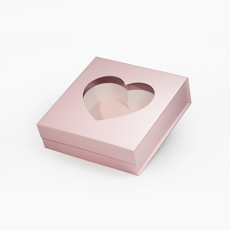 A5 Square Heart Shaped Gift Box with Ribbon And Clear Window-YL-Box0016
