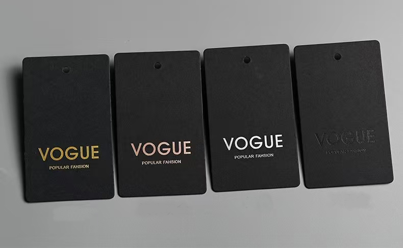 Luxury Recycled Jeans Hanging Paper Label Embossed Custom Printed Hang Tag Cardboard Clothing Hangtag for Clothes Own Logo China