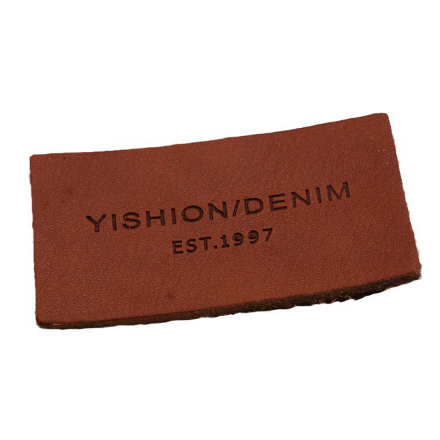 High Quality Custom Soft Genuine Leather Logo Embossed Tag Patches--LPAT0027