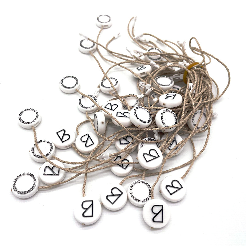 Gold Foil Embossed Printed Logo Plastic Hangtag Rope Seal String - YL-HT0014
