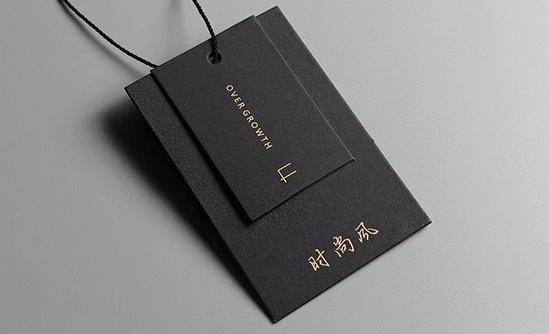 Luxury Recycled Jeans Hanging Paper Label Embossed Custom Printed Hang Tag Cardboard Clothing Hangtag for Clothes Own Logo China