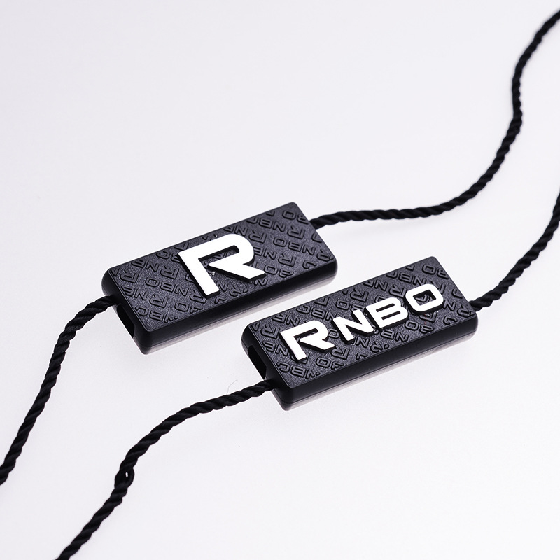 3D Embossed Brand Name Logo Plastic Hang Tags String Locks - YL-HT0007