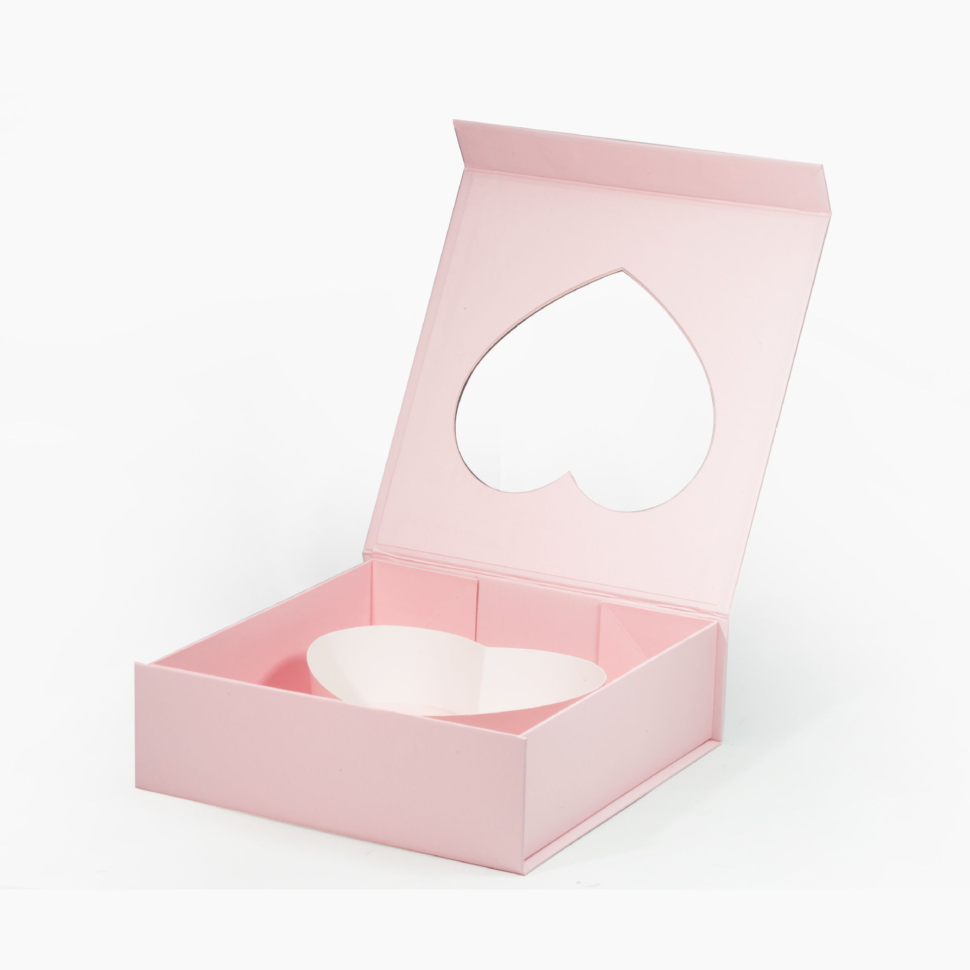 A5 Square Heart Shaped Gift Box with Ribbon And Clear Window-YL-Box0016