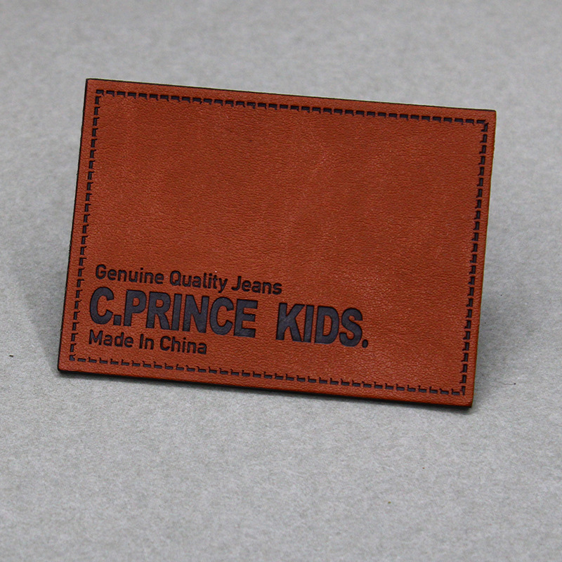 High Quality Custom Soft Genuine Leather Logo Embossed Tag Patches--LPAT0027