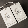 Custom Printed Logo Clear PVC Hangtags Garment Clothes Tags, Luxury Swing Tags Set String Pin Design Paper Clothing Hang Tags