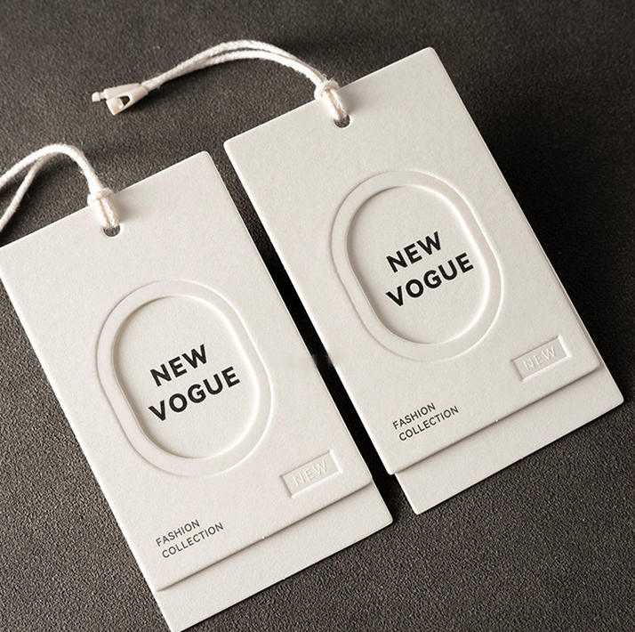 Custom Printed Logo Clear PVC Hangtags Garment Clothes Tags, Luxury Swing Tags Set String Pin Design Paper Clothing Hang Tags