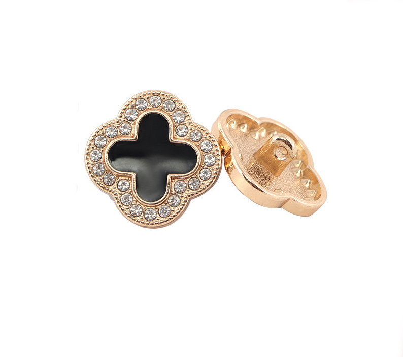 Black Embossed Zinc Alloy Brass Flower Shank Buttons--YL-ACC0013