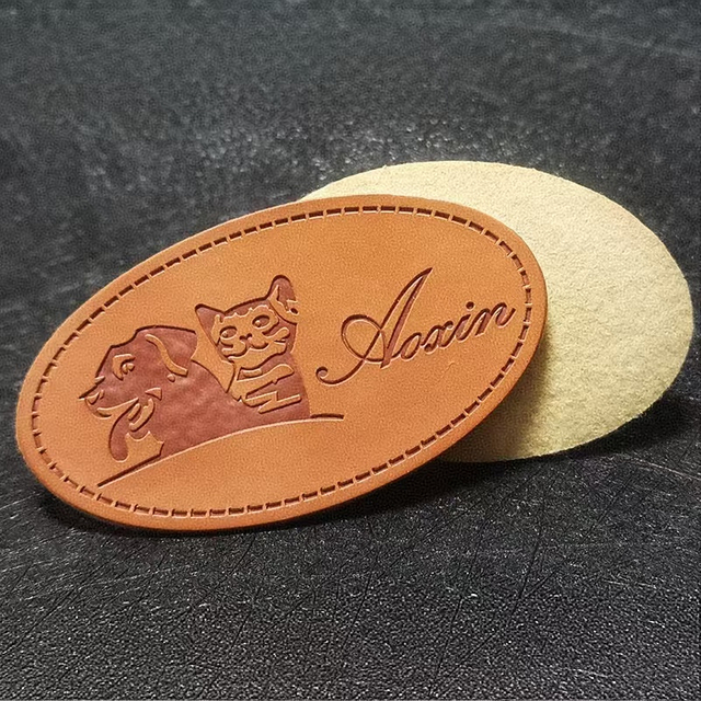 Custom Logo Clothing Brown Soft Cow Leather Label --LPAT0022
