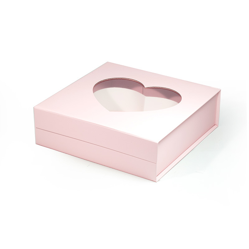 A5 Square Heart Shaped Gift Box with Ribbon And Clear Window-YL-Box0016