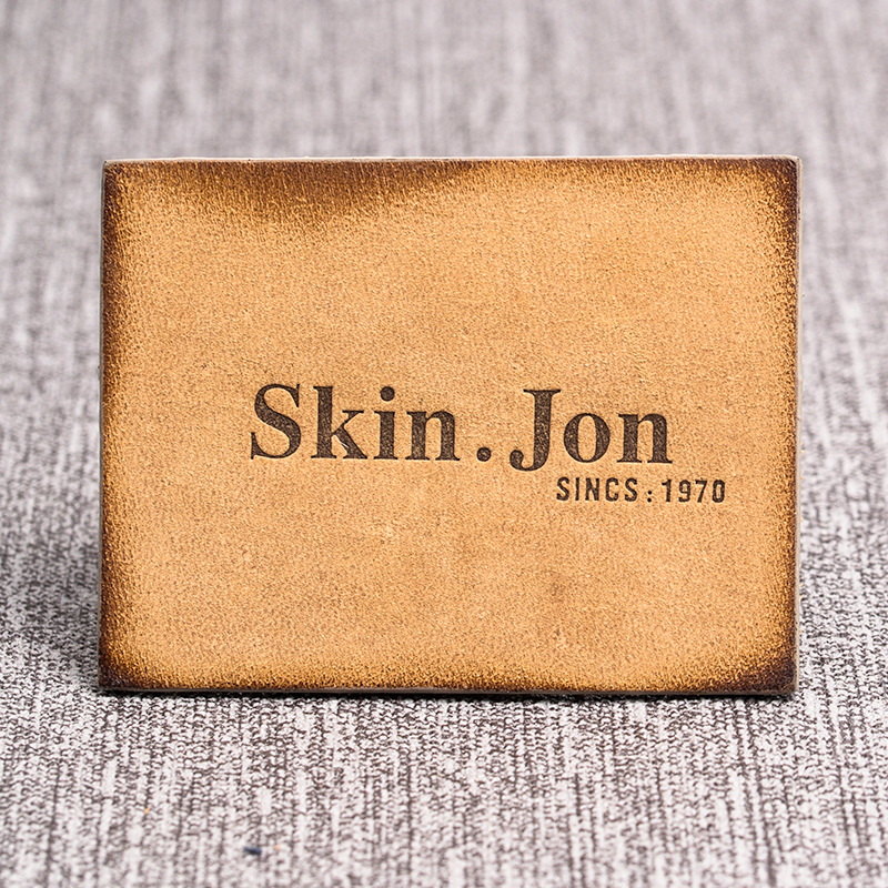 Custom Logo Clothing Brown Soft Cow Leather Label --LPAT0022