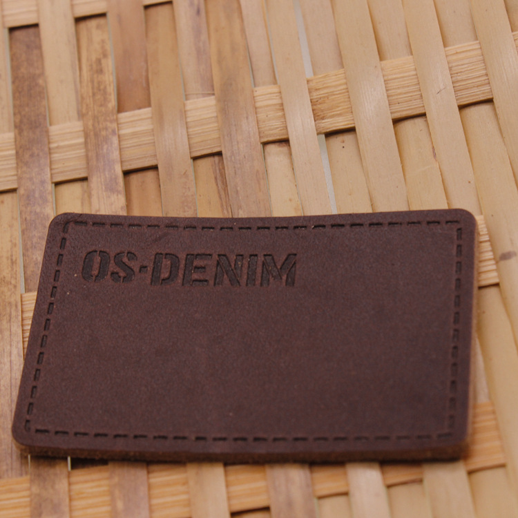 High Quality Custom Soft Genuine Leather Logo Embossed Tag Patches--LPAT0027